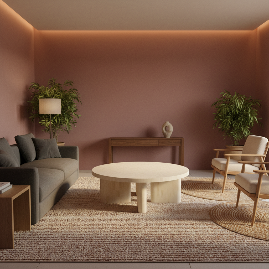 Bone Inlay Round Coffee Table : Brickwork : Natural