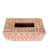 Bone Inlay Tissue Holder : Floral : Peach
