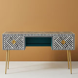 Bone Inlay Desk : Criss Cross : Black