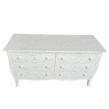 Bone Inlay French 6 Drawer Chest : Floral : White