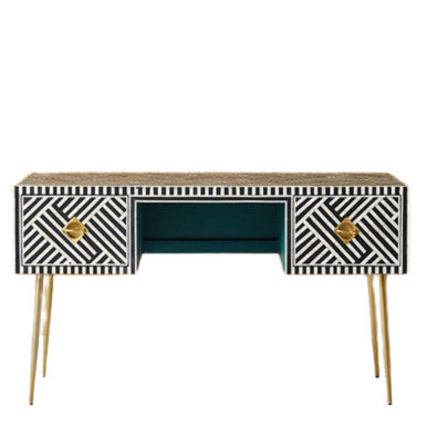Bone Inlay Desk : Criss Cross : Black