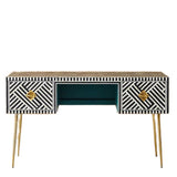 Bone Inlay Desk : Criss Cross : Black