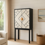 Bone Inlay Bar Cabinet : Brickwork : Black & White