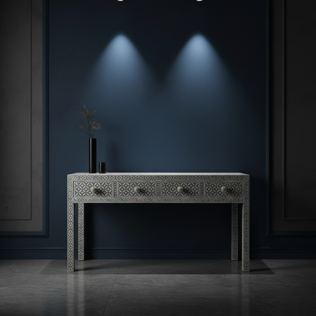 Bone Inlay Console : Starburst : Grey