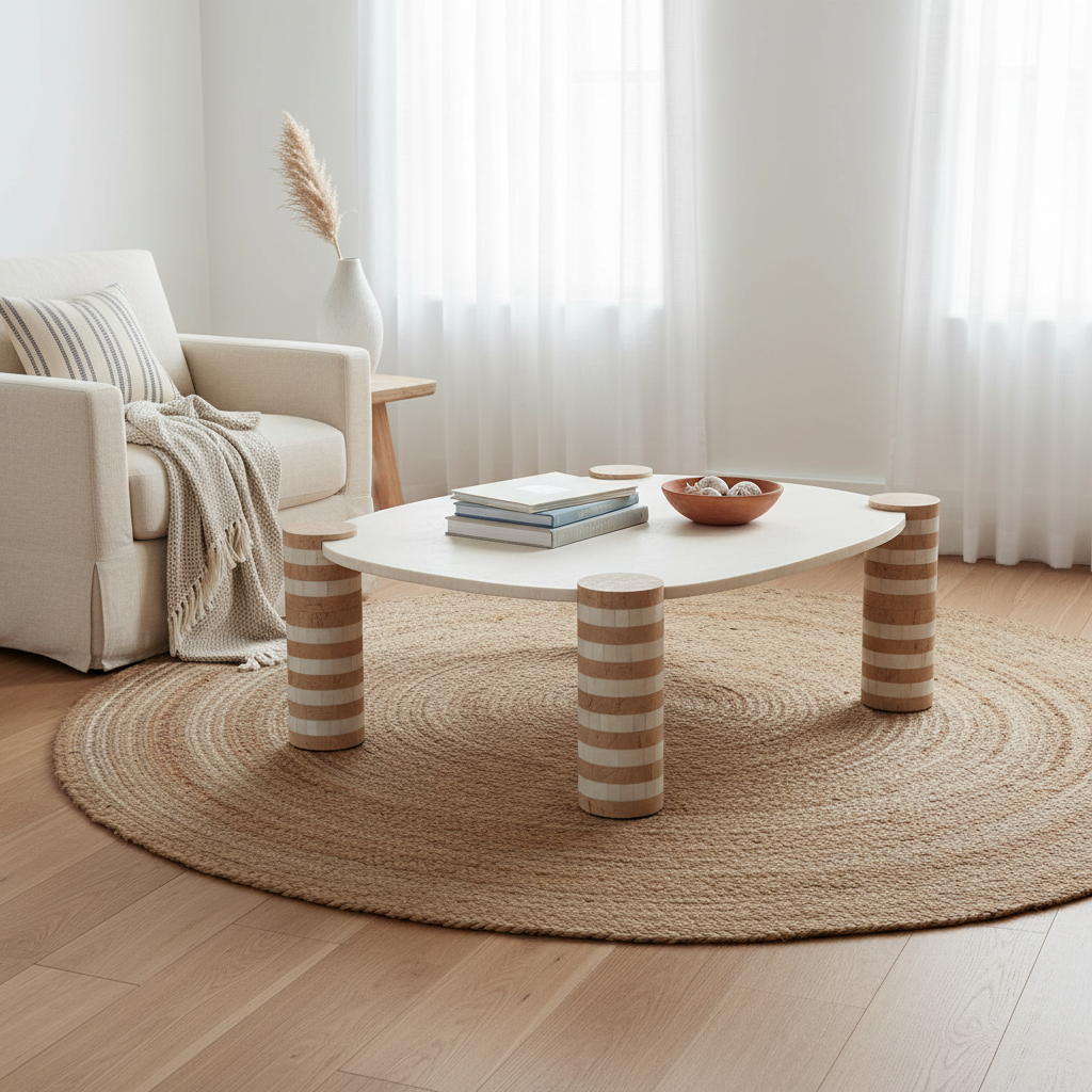 Bone Inlay Square Coffee Table : Brickwork : Natural