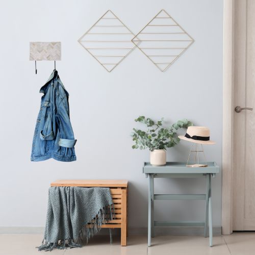 Bone Inlay Small Wall Hook :  Herringbone : White