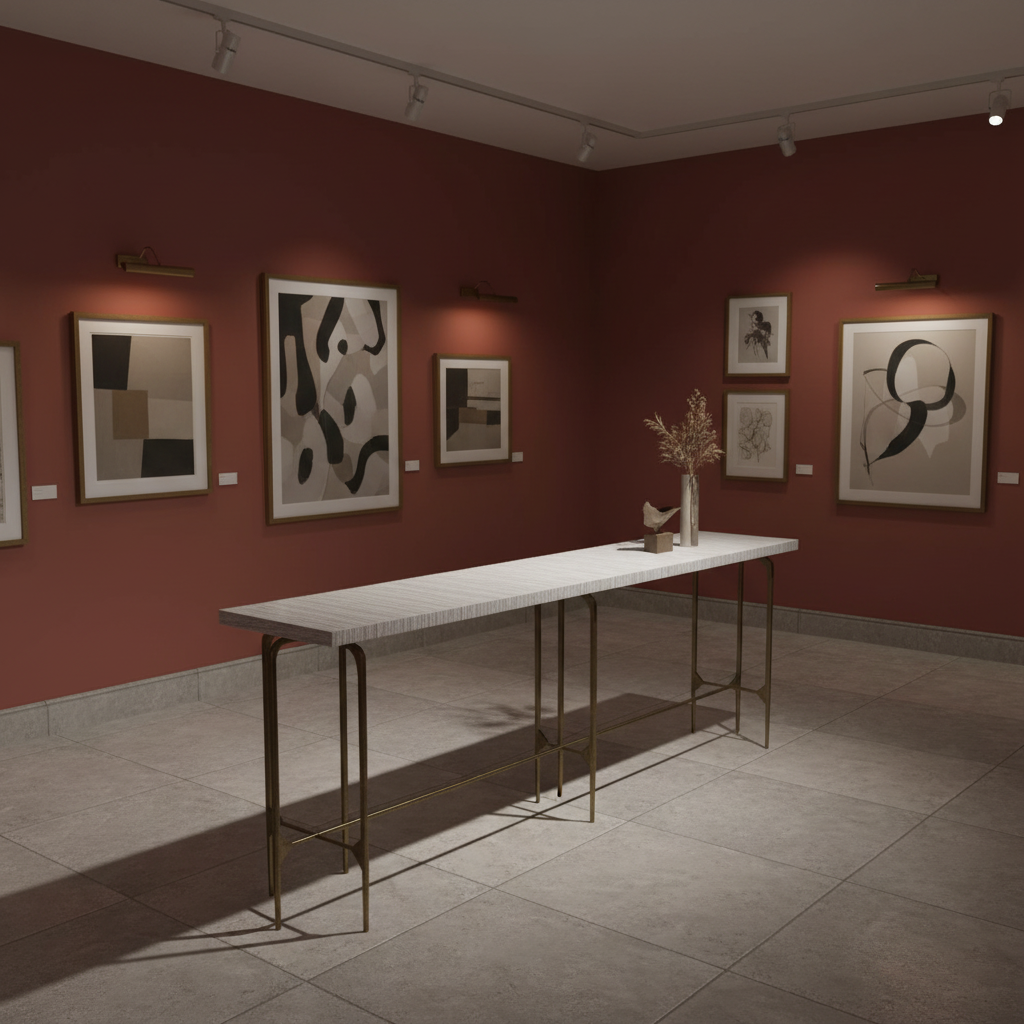 Bone Inlay Console wtih Antique Brass Legs : Pinstripe : Charcoal