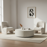 Bone Inlay Round Coffee Table : Stripe : Grey