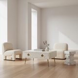 Bone Inlay Rectangular Coffee Table : Cross Cross : White