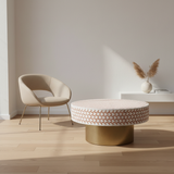 Bone Inlay Round Coffee Table : Tri-Square : Ochre