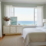 Bone Inlay 3 Door Buffet : Brickwork with Brass Accent : White