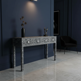 Mother of Pearl Inlay Console : Floral : Black