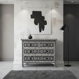 Bone Inlay 4 Drawer Chest : Abstract : Black