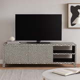 Bone Inlay 2 Door TV Sideboard : Zig Zag : Black