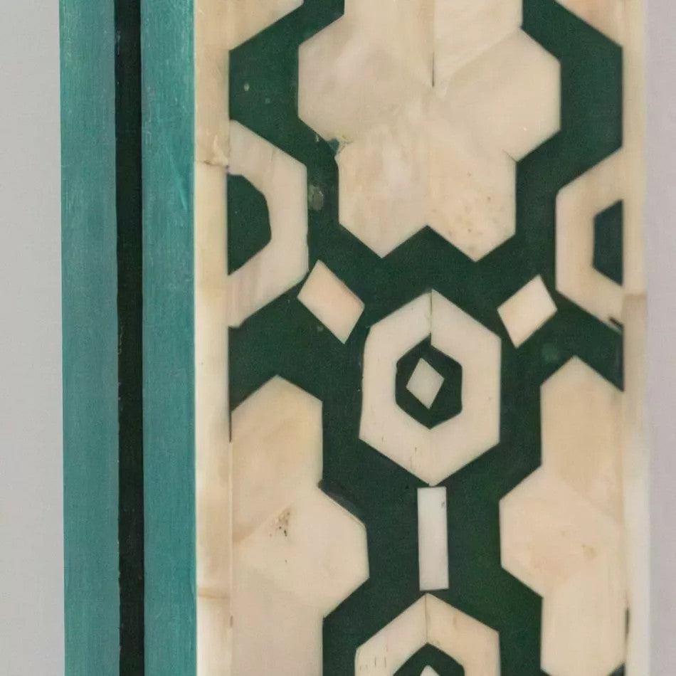 Bone Inlay 4 Drawer Chest : Hexafloral : Green