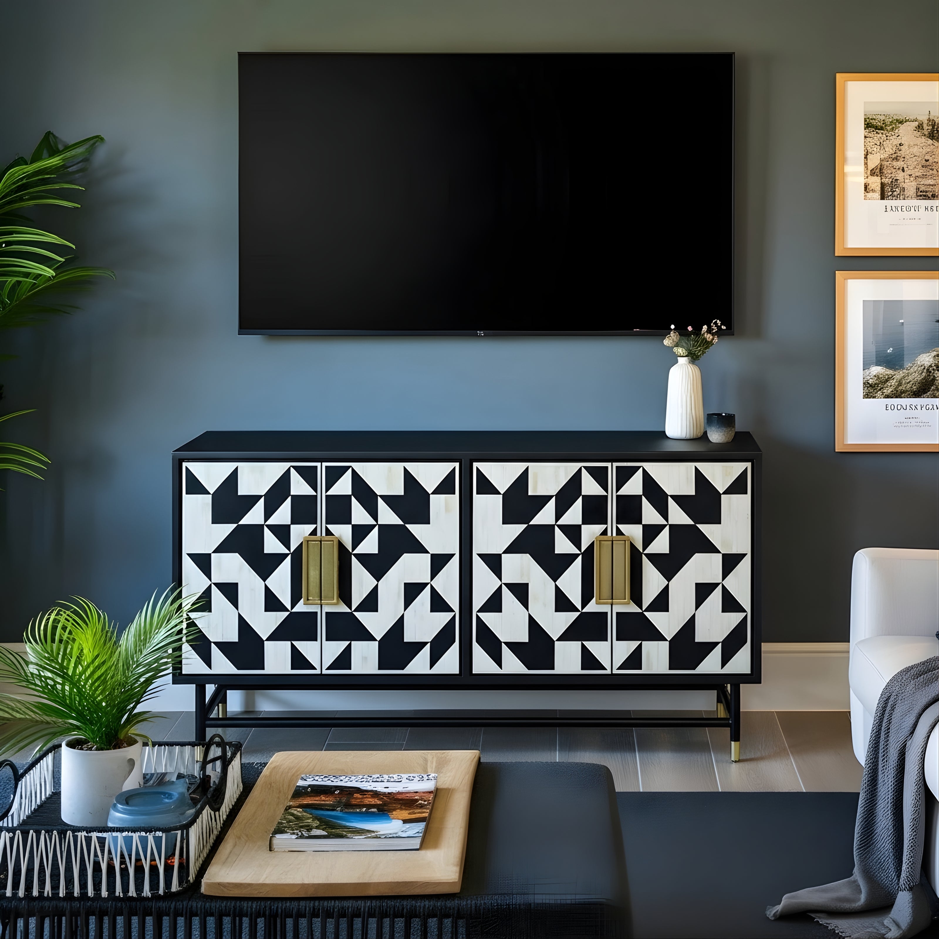 Bone Inlay Buffet : Arrows : Black & White