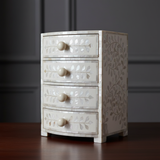 Mother of Pearl Inlay Jewellery Box : Floral : White