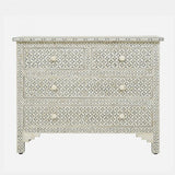 Bone Inlay 4 Drawer Chest : Starburst : Grey