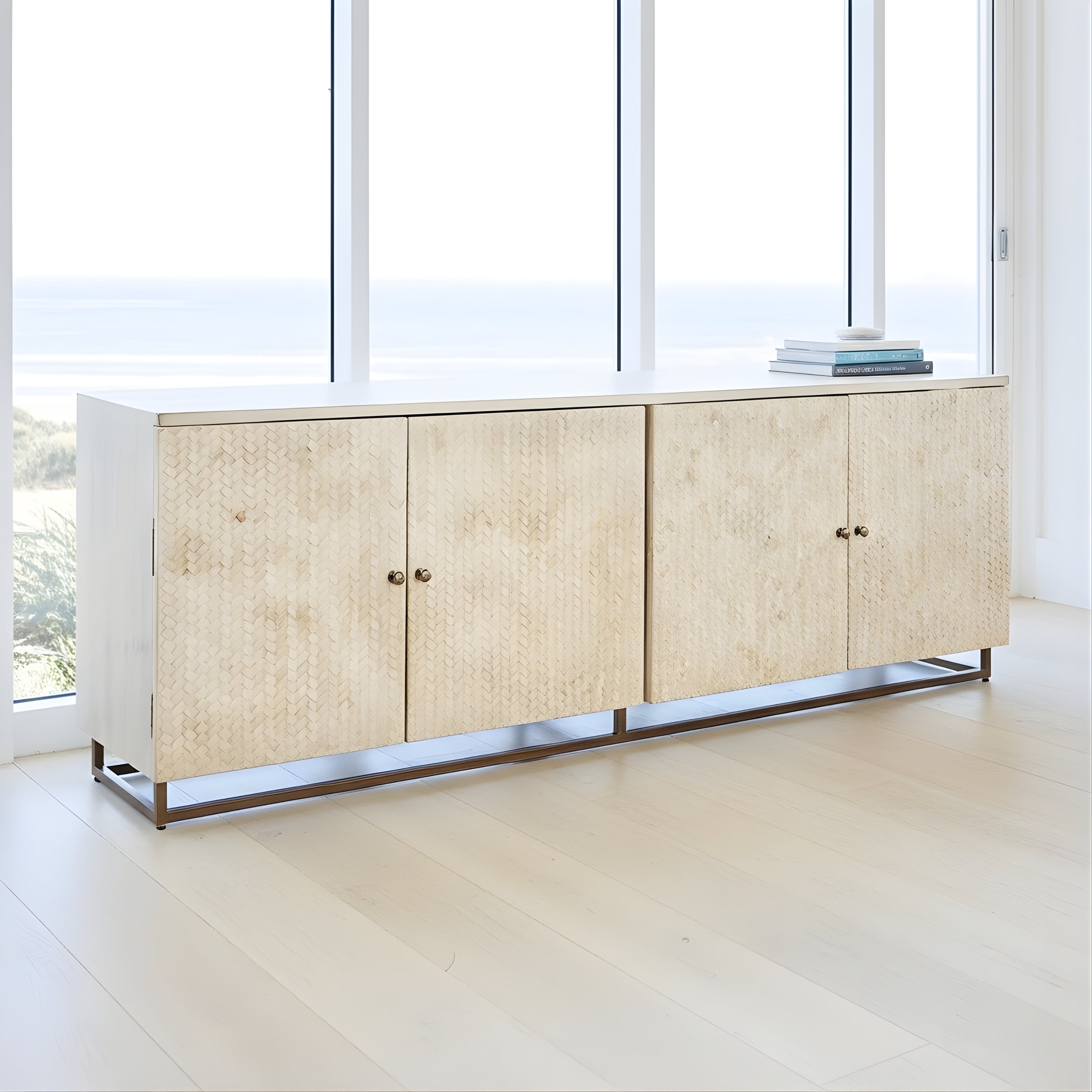 Bone & White Wash Interwoven Sideboard