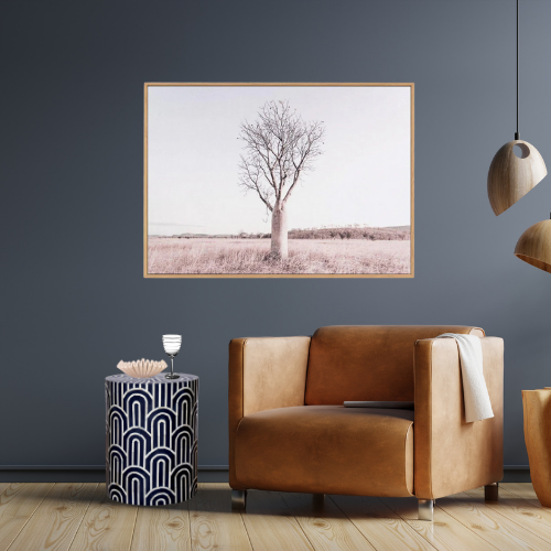 Bone Inlay Side Table : Arches : Navy Blue
