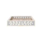 Bone Inlay Mini Tray : Floral : Grey