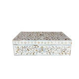 Mother of Pearl Large Inlay Box : Floral : White
