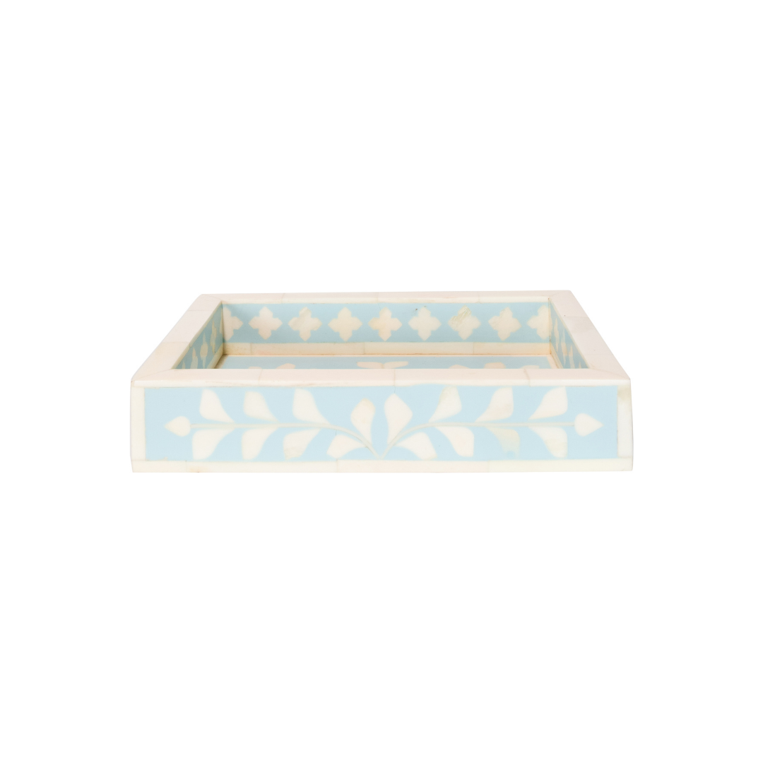 Bone Inlay Mini Tray : Floral : Soft Blue