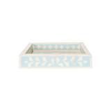 Bone Inlay Mini Tray : Floral : Soft Blue