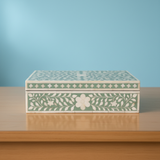 Bone Inlay Large Box : Floral : Soft Green