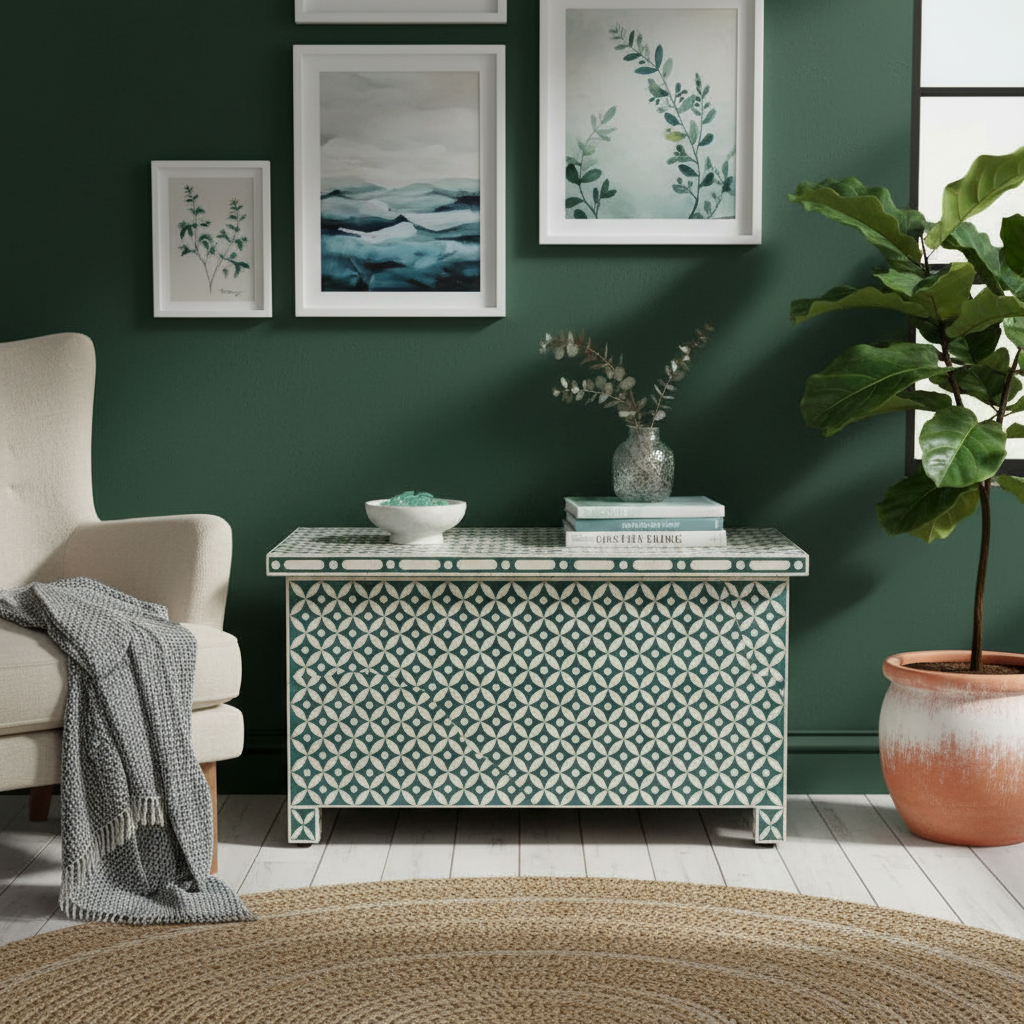 Large Bone Inlay Storage Box Mahlia Interiors | Inlay Specialist | Bone Inlay Storage Chest