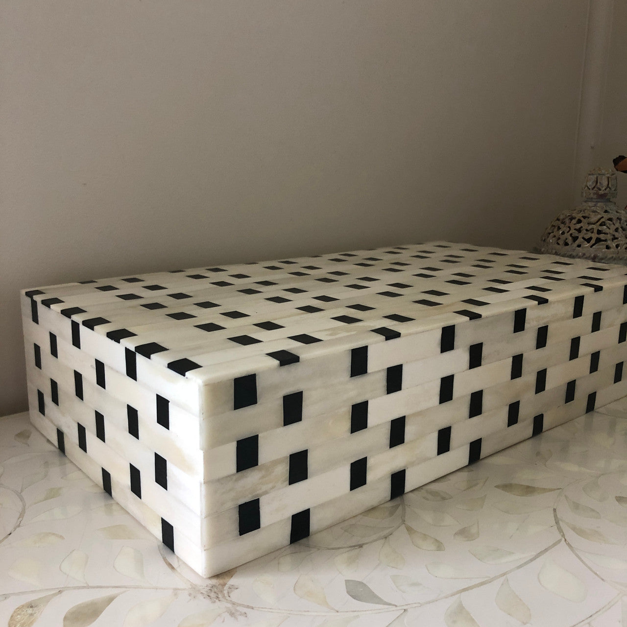 Bone Inlay Box : Squares : Monochrome