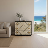 Bone Inlay 3 Drawer Chest : Brickwork : Black & White