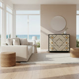 Bone Inlay 3 Drawer Chest : Brickwork : Black & White