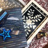 Bone Inlay Mini Tray : Floral : Black
