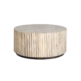 Bone & Timber Inlay Round Coffee Table (with castors)