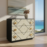 Bone Inlay 3 Drawer Chest : Brickwork : Black & White