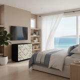 Bone Inlay 3 Drawer Chest : Brickwork : Black & White