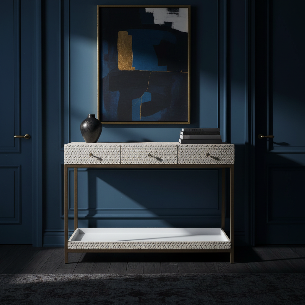 Bone & White Wash Interwoven Console