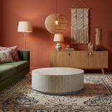 Bone Inlay Round Coffee Table : Stripe : Grey