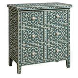 Bone Inlay 3 Drawer Chest : Damask : Teal