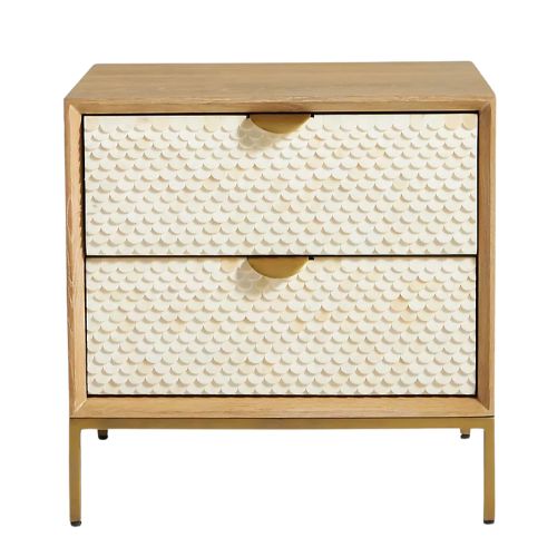 Oak & Layered Bone Bedside Chest