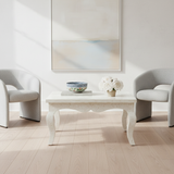 Bone Inlay French Coffee Table : Floral : White