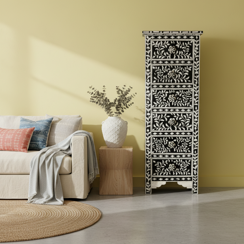 Bone Inaly Tallboy : Floral : Black