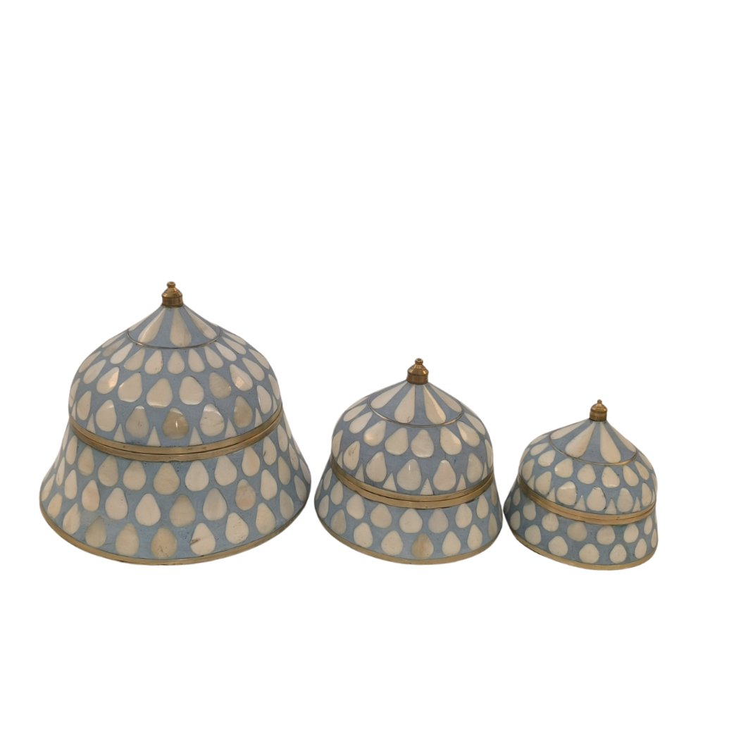 Bone & Brass Moghul Box : Varsha : Baby Blue