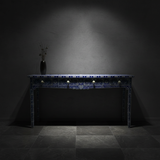 Bone Inlay Console with Scroll Apron : Floral : Blue