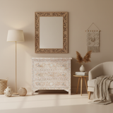 Mother of Pearl Floral Chest 3 Drawers : Light Pink