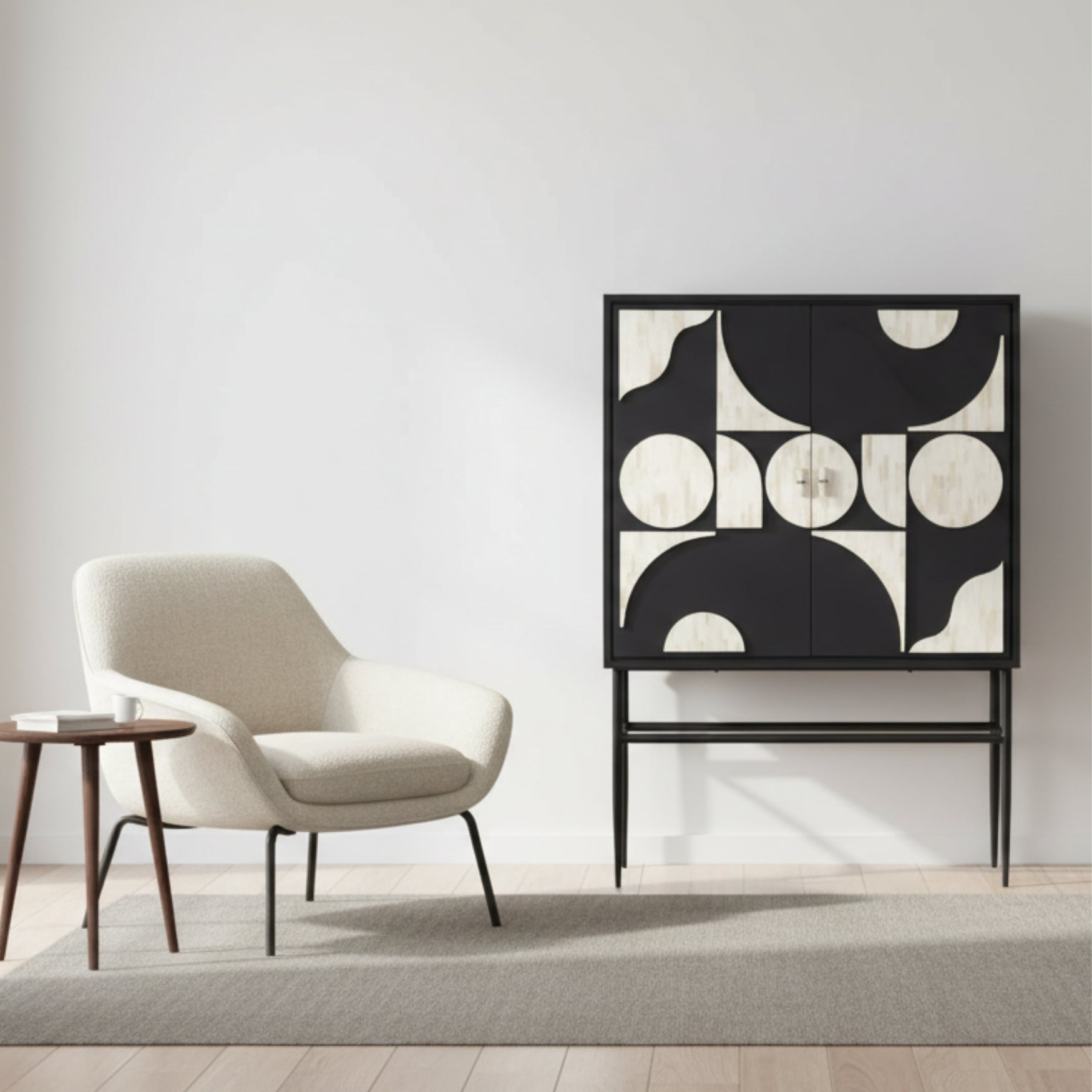 Bone Inlay Bar Cabinet : Abstract : Black & White