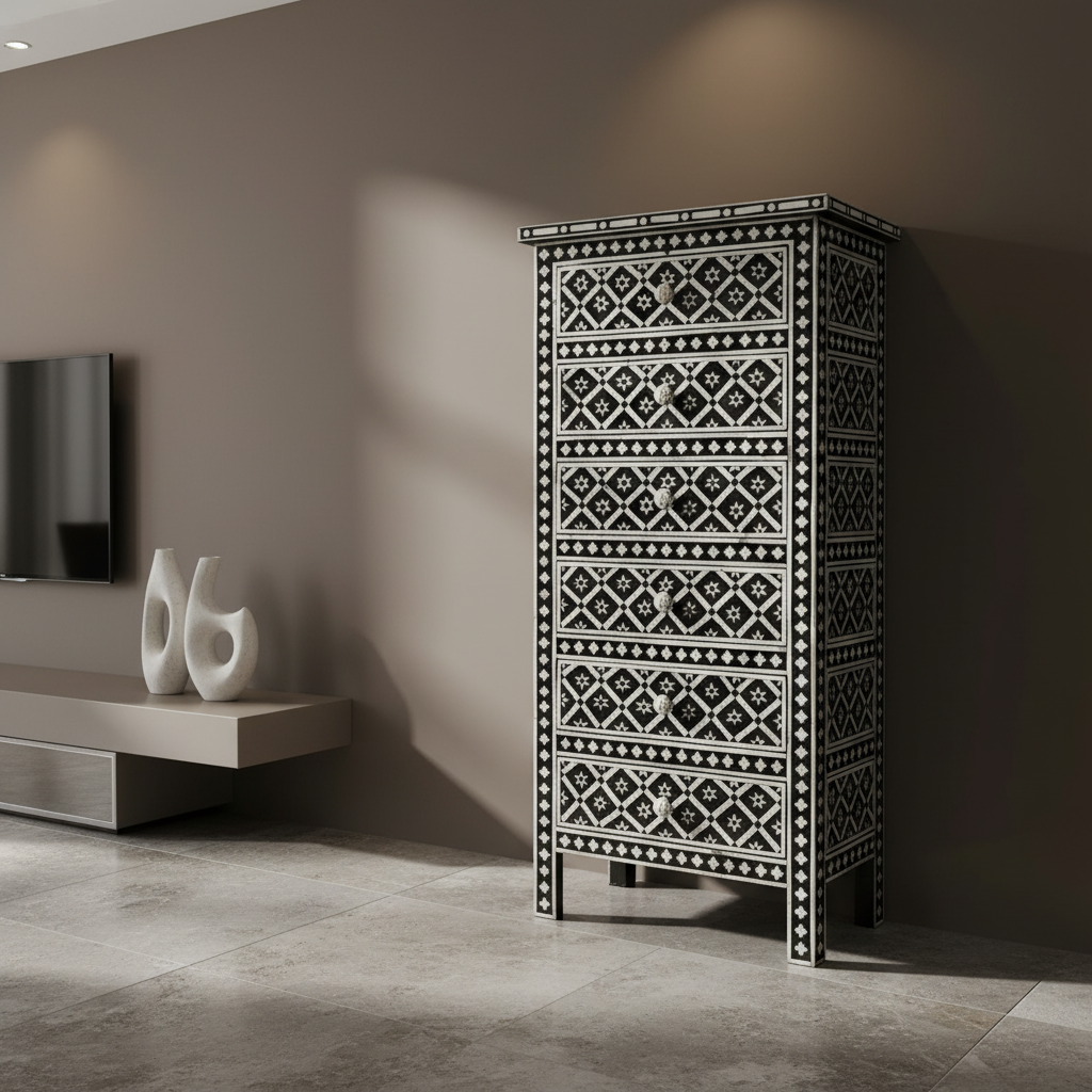 Bone Inlay Tallboy : Ogee : Charcoal