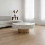 Mother of Pearl Inlay Coffee Table : Floral : White