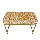 Bone Inlay Console with Brass Look Legs : Marguerite : Clay
